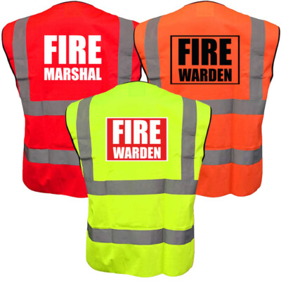 Hi Vis FIRE MARSHAL WARDEN Weste hohe Sichtbarkeit viz Weste Sicherheitsarbeit