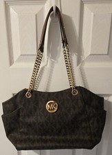 Michael Kors MK Signature Brown Medium Bag Pocketbook Handbag 