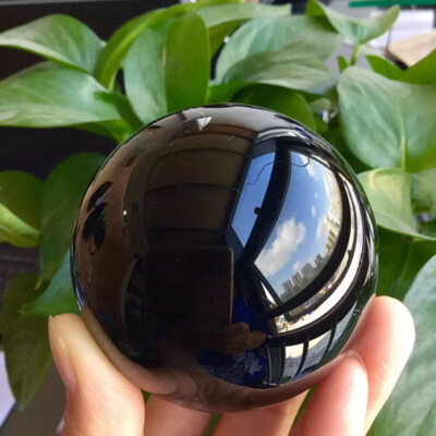 80mm HOT Large Natural Black Obsidian Quartz Ball Healing Crystal Sphere + Stand