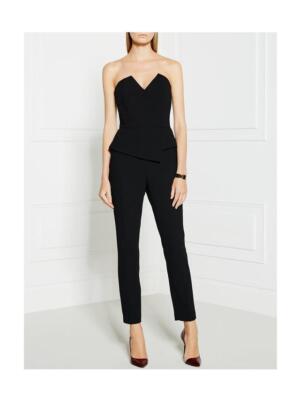 REISS DILLON STRUCTURED BUSTIER JUMPSUIT IN BLACK