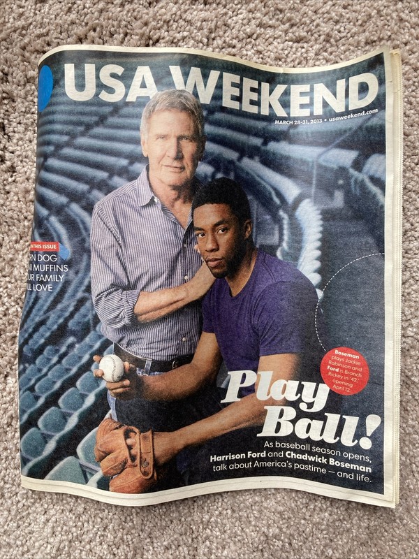 USA Weekend Magazine, March 28-31, 2013, cover: Harrison Ford Chadwick Boseman
