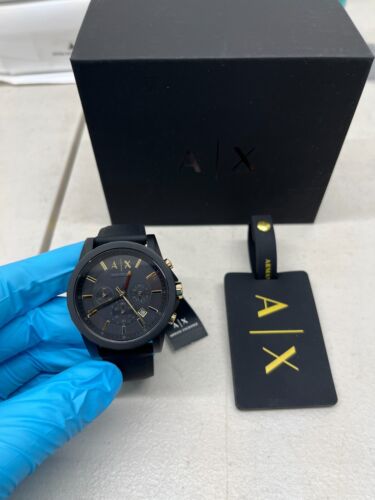 ARMANI EXCHANGE OUTERBANKS WATCH AX7105 Chrono Silicone Black - NEW