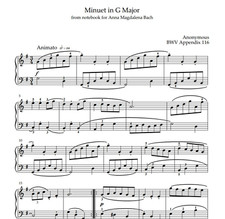 Menuett G-Dur - BWV Anlage 116 (Klaviernoten)