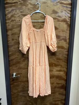 Women ''Louna'' orange sherbert colored 3/4 long sleeves dress. size Sm.