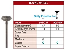 Johnson-Promident Dental Diamond Burs Multi-Use ROUND WHEEL All Sizes Box/5