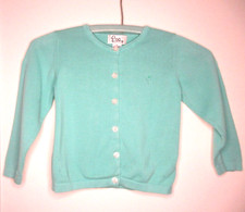 LILLY PULITZER GIRLS SZ 4 CARDIGAN SWEATER TEAL COTTON CLASSIC BUTTON UP CARDY