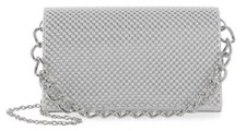 Gunne Sax by Jessica McClintock Damiana Beaded Metal Clutch Bag, Silver, NWT