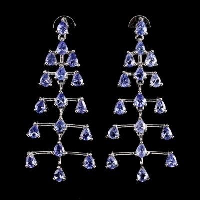 925 Sterling Silver Earrings Pear Tanzanite Natural Gemstone Jewelry