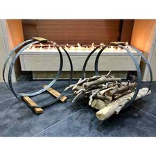 Lot de 2 paniers à bois de chauffage cerceau de tonneau à vin (meubles en tonneau à vin - tonneau à whisky)