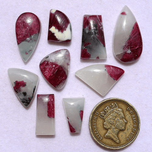 Rare 9 Pcs Natural Ruby In Quartz Untreated 13mm-26mm Mix Cabochon Gemstones Lot - Picture 10 of 12