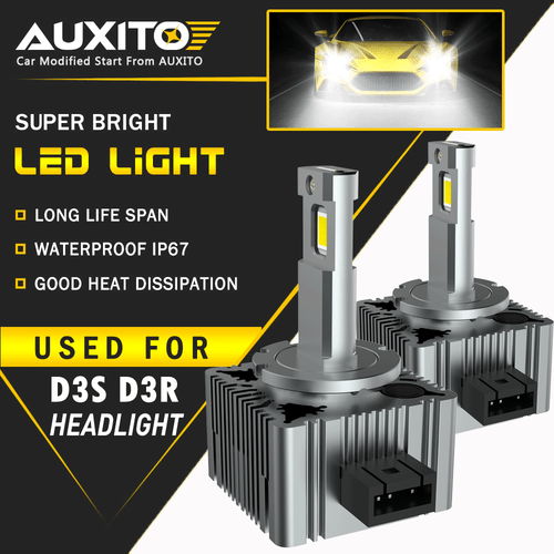 AUXITO D3S D3R LED Headlight Bulbs Kit 6000K White HID Conversion Lamp Pair EXC