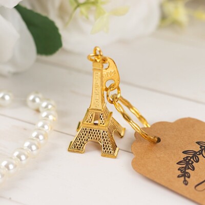 10 pcs Eiffel Tower 4'' Plastic Keychains with Thank You Tags Wedding Decorations