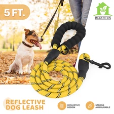 Heavy Duty Dog Leash Pet Leash 5 FT Reflective Training Slip Soft Padded Handles