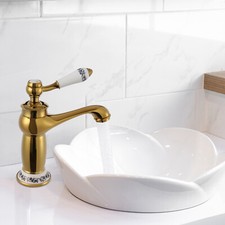 Messing Waschtisch Armatur Retro Wasserhahn Bad Waschbecken Mischbatterie Antik