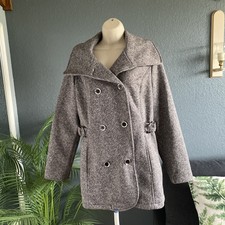 D.e.t.a.i.l.s Women's Size Large Jacket Hooded Classy Peacoat Winter Gray.(c)
