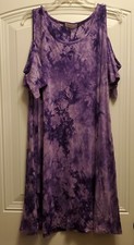 Belaroi purple tie dye cold shoulder swing dress Sz 2X