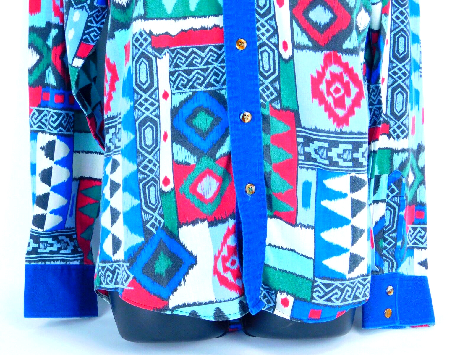 BRONCO 70s Western Wear Vintage Aztec Long Sleeved Bu… Gem