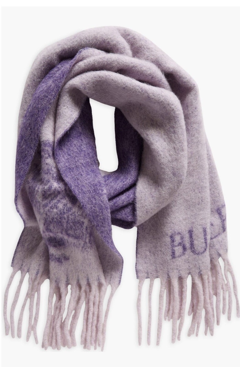 BNWT Burberry Equestrian Knight Wool Scarf Lilac Purple Wrap