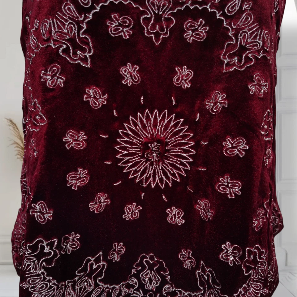 Blusa Free People Velvet Bandana Bling Halter Tamanho M Marrom Bainha Lenço Western - Imagem 3 de 4