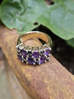 UTC Designer Purple and Blue Sapphire Lab Created Sterling Silver Ring Size 6.75