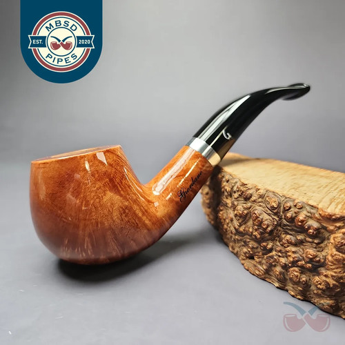 Giordano Lucca 3 Smooth Bent Apple mit Silver Estate Briar Pfeife, unberaucht, 9mm