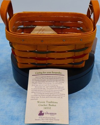 1995 Longaberger Woven Traditions Cracker Basket w/ Protector   Signed & Dated