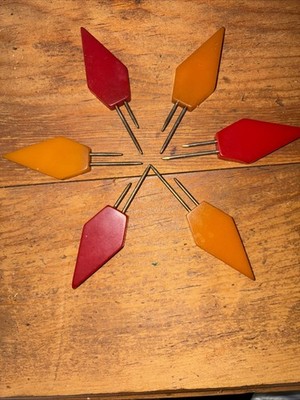 Bakelite 3 Red 3 Butterscotch Vintage Corn Cob Holders