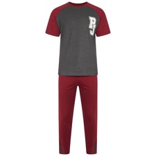 Nikaro Mens Short Sleeve Pjyama Top With Long Cotton Trousers Nightwear Set