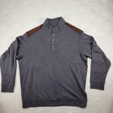Daniel Cremieux gray pull over sweater w/ brown shoulder accents size XXL