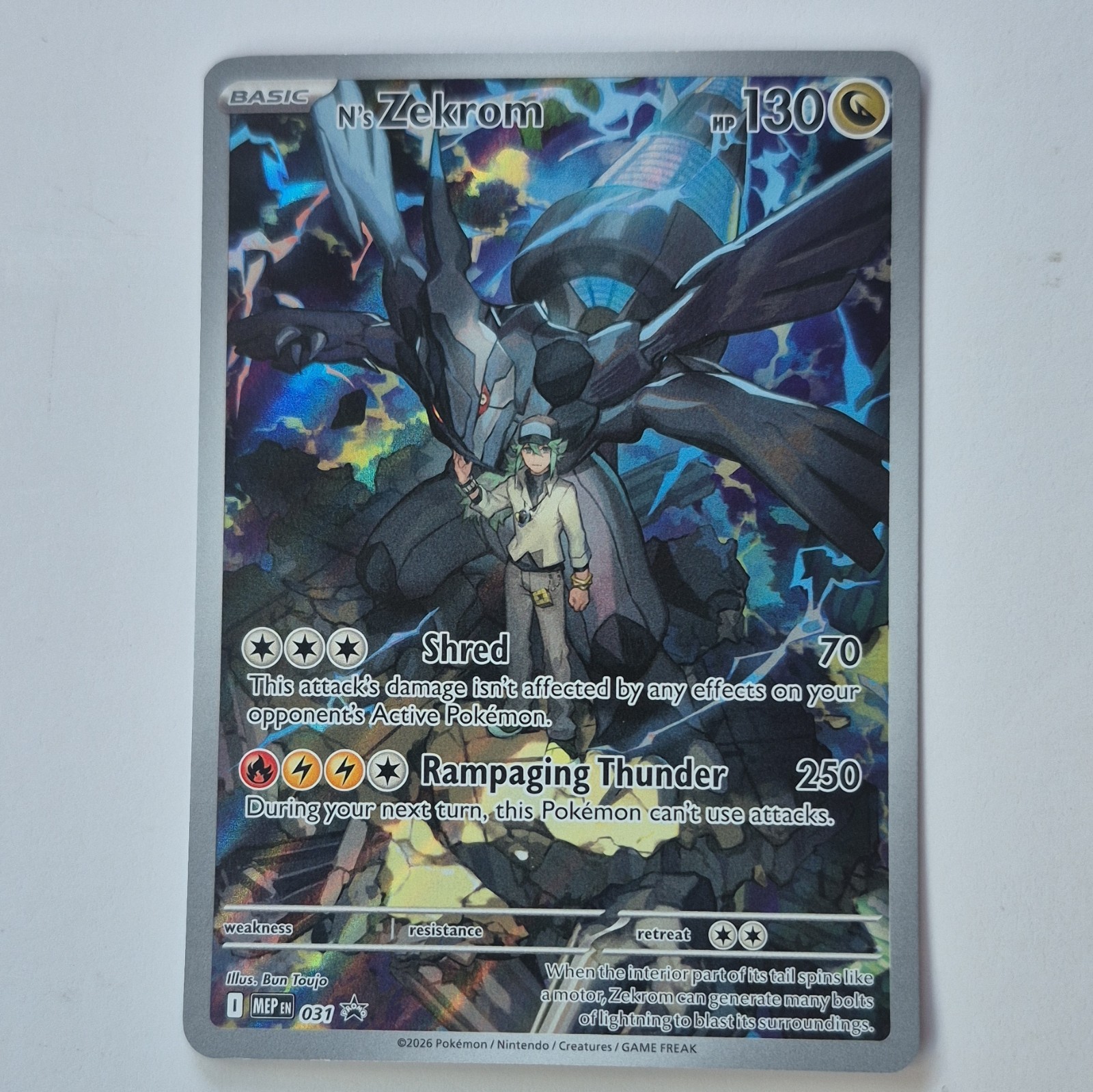 Pokémon 2026 N's Zekrom 031 Promo Full Art 130 HP Basic MEP