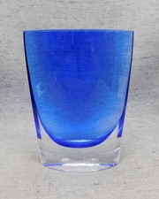 Cobalt Blue Hand Blown Art Glass Vase 8 x 6 Clean No Cracks Chips Unmarked