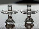 VINTAGE STEUBEN PAIR OF 2 TEARDROP ART GLASS CANDLE HOLDERS SIGNED