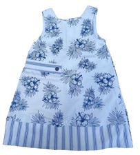 Anna Bouche Girls Size 4 Blue White Boutique Dress