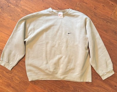 Nike Men's XL green 90s y2k Fleece Crewneck Pullover Sweatshirt Embroidered Logo