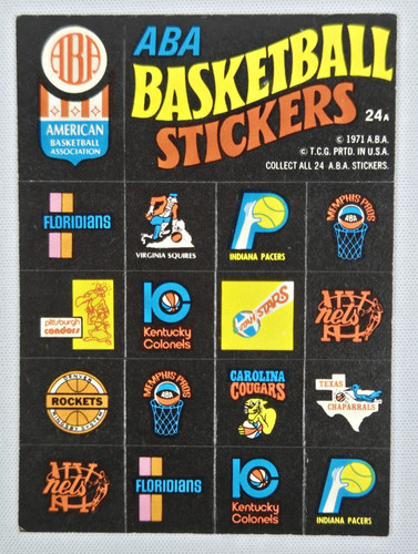 ABA Team Logo #24A 1971 Topps Stickers card