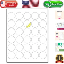 30 Sheets of 1.5" Matte White Sticker Labels - Ideal for Inkjet & Laser Printing