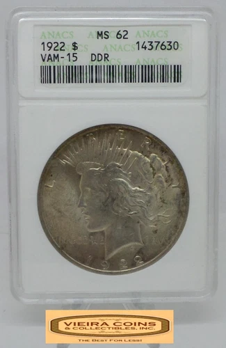 1922 VAM-15 DDR Peace Silver Dollar, ANACS MS 62 - #B55427