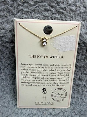 Tiny Tags Necklace Gold Tone Snowman Pendant Holiday Winter Womens Jewelry 18''