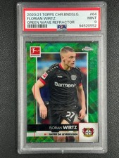 2020-21 Topps Chrome Bundesliga Florian Wirtz RC Green Wave 99/99 PSA 9#Z