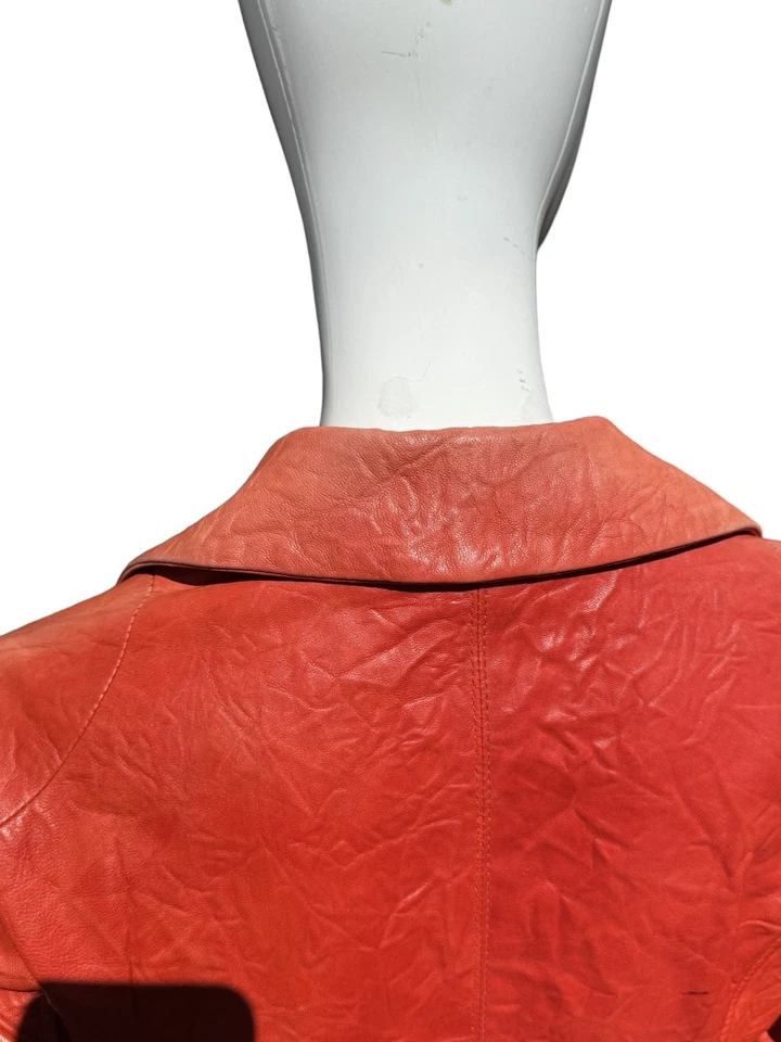 Vintage Y2K DOMA Leather Red motorcycle Jacket KITSON Tag W/detachable Waist Sm - Image 4 of 4