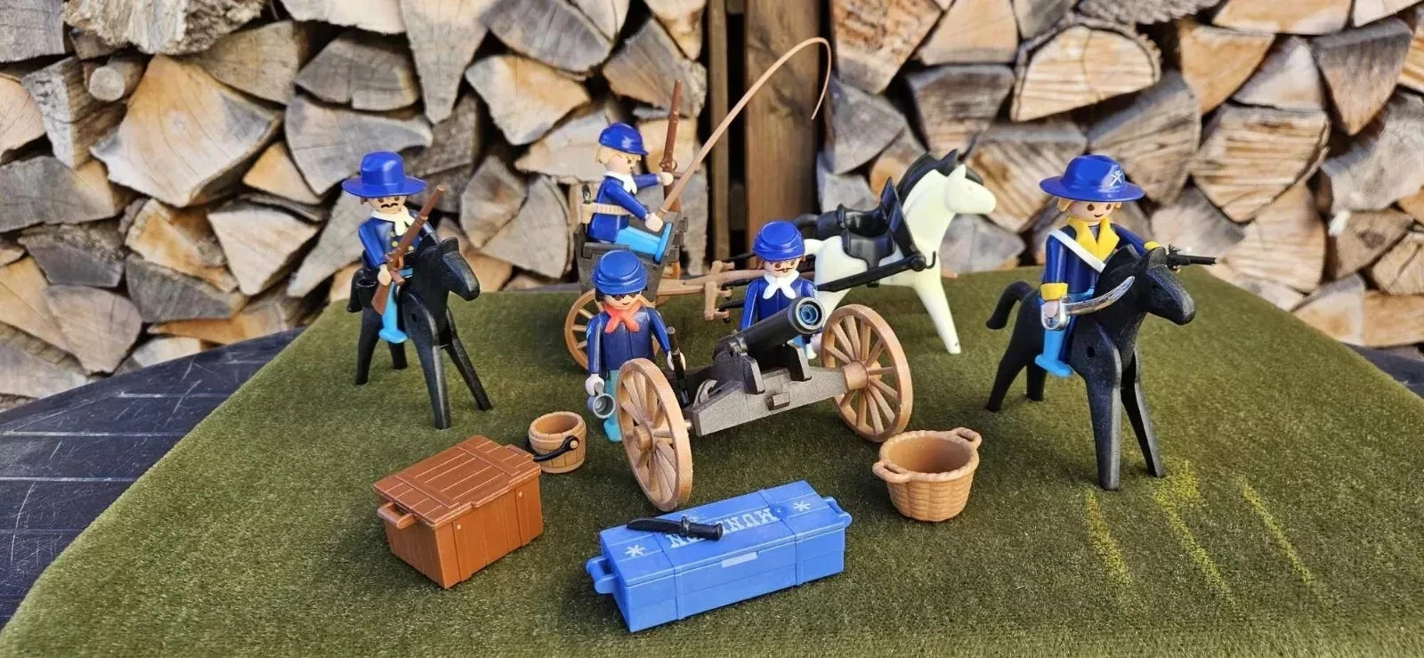 Playmobil Western ACW Unión 5 Soldados Estados del Norte Artillería Tren Cañón