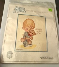 Cross Stitch Kit PRECIOUS MOMENTS JESUS LOVE ME Little Boy 1976 Charles Craft