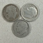 SILVER DIME LOT 3x 1946-P/D/S 10C Roosevelt 90% Silver Dime Average Condition