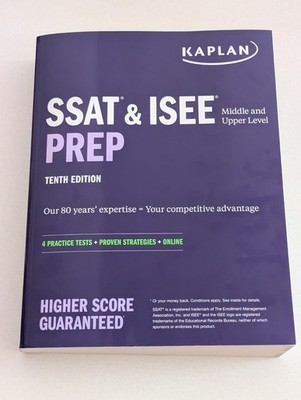 KAPLAN SSAT & ISEE Prep Middle and Upper Level (Tenth Edition, 2021) Pre-Owned