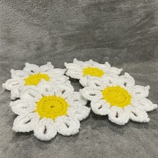 Handmade Crochet white flower drink coasters/...