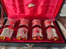 16 CORBELL NAPKIN RINGS - REPOUSSÉ WITH GOLD WASH ELEGANT IN 2 ORIGINAL BOXES