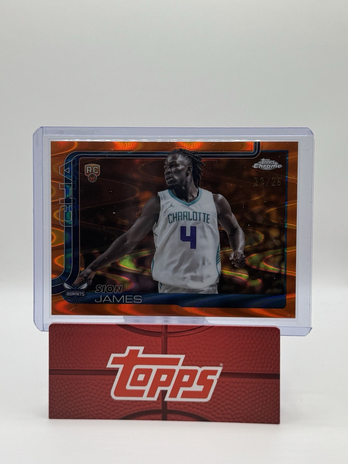 2025-26 Topps Chrome Basketball Sion James RC #283 Orange Wave Refractor /25