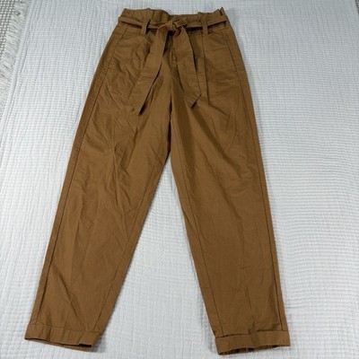 Scotch & Soda Paperbag Pants Womens 26/32 Tan High Rise Waist Tie Waist Belted