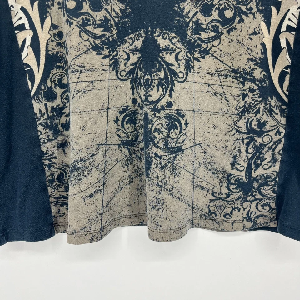 Camiseta para mujer Vanilla Sugar talla 3X negra floral de colección Y2K estrás manga 3/4 Foto 3 de 4