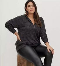 Torrid Super Soft Plush Charcoal Gray Half Zip Hoodie Sweatshirt Plus Size 1X